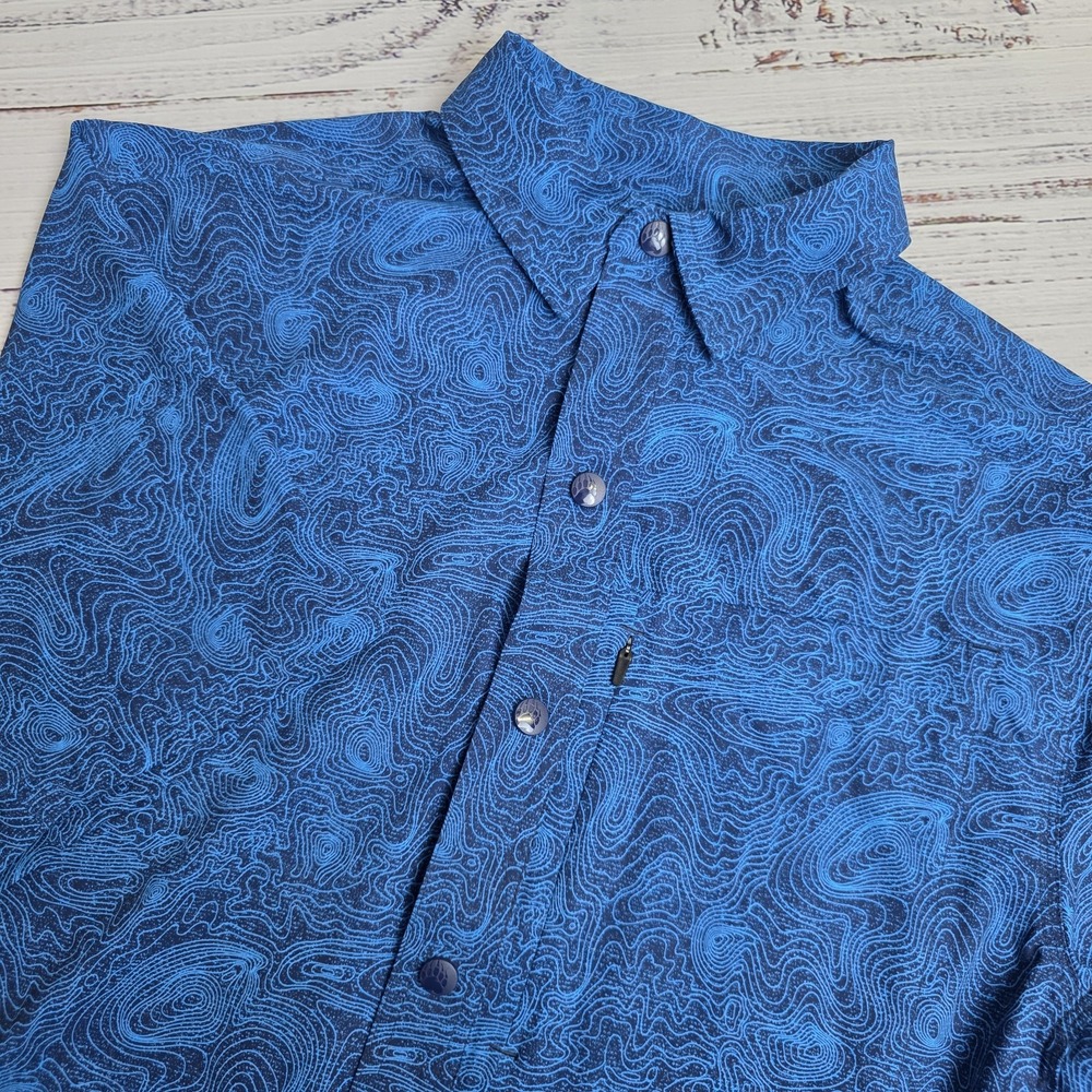 Alaskan‎ Hardgear AKHG Chilkat River Shirt Mens Medium Blue Snap AOP Gorpcore